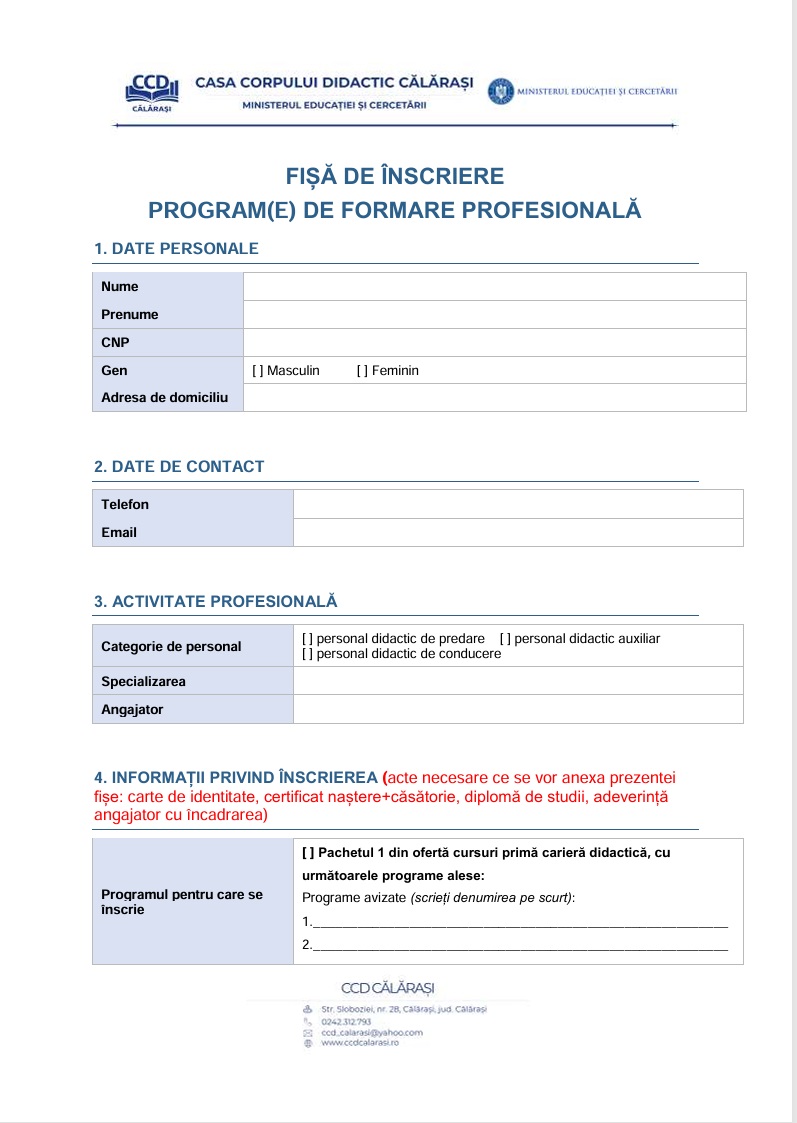 Fisa Inscriere CCD